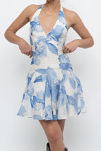Load image into Gallery viewer, DYNAMITE x Deadstock Blue Floral Halter Mini Dress (XXS, XS)