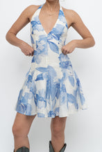 Load image into Gallery viewer, DYNAMITE x Deadstock Blue Floral Halter Mini Dress (XXS, XS)