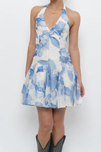 Load image into Gallery viewer, DYNAMITE x Deadstock Blue Floral Halter Mini Dress (XXS, XS)
