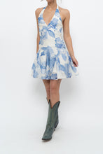 Load image into Gallery viewer, DYNAMITE x Deadstock Blue Floral Halter Mini Dress (XXS, XS)