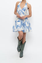 Load image into Gallery viewer, DYNAMITE x Deadstock Blue Floral Halter Mini Dress (XXS, XS)