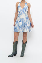 Load image into Gallery viewer, DYNAMITE x Deadstock Blue Floral Halter Mini Dress (XXS, XS)