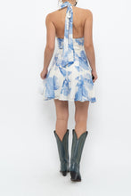Load image into Gallery viewer, DYNAMITE x Deadstock Blue Floral Halter Mini Dress (XXS, XS)