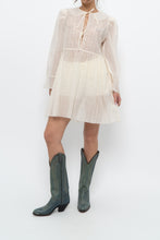 Load image into Gallery viewer, WILFRED LE FOU x Cream Sheer Metallic Babydoll Dress (XS, S)