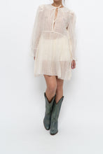 Load image into Gallery viewer, WILFRED LE FOU x Cream Sheer Metallic Babydoll Dress (XS, S)
