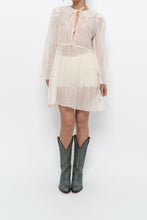 Load image into Gallery viewer, WILFRED LE FOU x Cream Sheer Metallic Babydoll Dress (XS, S)
