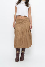 Load image into Gallery viewer, Vintage x Tan Pleated Soft Midi Skirt (S, M)