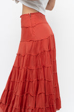 Load image into Gallery viewer, Vintage x Orange Cotton Tiered Maxi Skirt (XS, S)