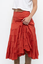 Load image into Gallery viewer, Vintage x Orange Cotton Tiered Maxi Skirt (XS, S)