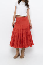 Load image into Gallery viewer, Vintage x Orange Cotton Tiered Maxi Skirt (XS, S)
