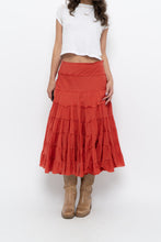 Load image into Gallery viewer, Vintage x Orange Cotton Tiered Maxi Skirt (XS, S)