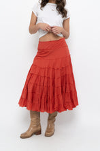 Load image into Gallery viewer, Vintage x Orange Cotton Tiered Maxi Skirt (XS, S)