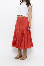 Load image into Gallery viewer, Vintage x Orange Cotton Tiered Maxi Skirt (XS, S)