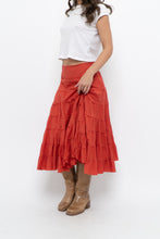 Load image into Gallery viewer, Vintage x Orange Cotton Tiered Maxi Skirt (XS, S)