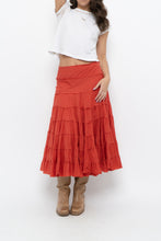 Load image into Gallery viewer, Vintage x Orange Cotton Tiered Maxi Skirt (XS, S)