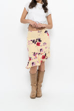 Load image into Gallery viewer, Vintage x Made in Canada x HOLT RENFREW Yellow Floral Silk Midi Skirt (XL)