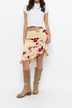 Load image into Gallery viewer, Vintage x Made in Canada x HOLT RENFREW Yellow Floral Silk Midi Skirt (XL)