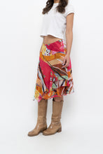 Load image into Gallery viewer, Vintage x Pink Abstract Patterned Metallic Midi Skirt (M, L)