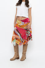 Load image into Gallery viewer, Vintage x Pink Abstract Patterned Metallic Midi Skirt (M, L)