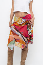Load image into Gallery viewer, Vintage x Pink Abstract Patterned Metallic Midi Skirt (M, L)