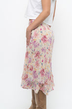 Load image into Gallery viewer, Vintage x Yellow, Pink Silk Midi Skirt (S, M)