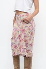 Load image into Gallery viewer, Vintage x Yellow, Pink Silk Midi Skirt (S, M)