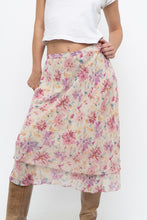 Load image into Gallery viewer, Vintage x Yellow, Pink Silk Midi Skirt (S, M)
