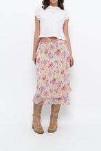 Load image into Gallery viewer, Vintage x Yellow, Pink Silk Midi Skirt (S, M)