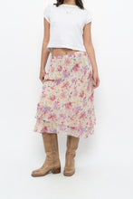 Load image into Gallery viewer, Vintage x Yellow, Pink Silk Midi Skirt (S, M)