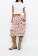 Load image into Gallery viewer, Vintage x Yellow, Pink Silk Midi Skirt (S, M)