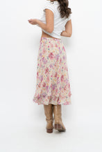 Load image into Gallery viewer, Vintage x Yellow, Pink Silk Midi Skirt (S, M)