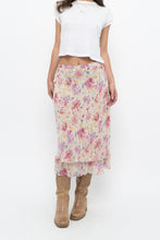 Load image into Gallery viewer, Vintage x Yellow, Pink Silk Midi Skirt (S, M)