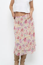 Load image into Gallery viewer, Vintage x Yellow, Pink Silk Midi Skirt (S, M)