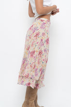 Load image into Gallery viewer, Vintage x Yellow, Pink Silk Midi Skirt (S, M)