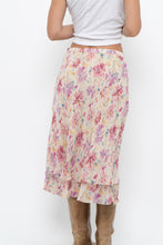 Load image into Gallery viewer, Vintage x Yellow, Pink Silk Midi Skirt (S, M)