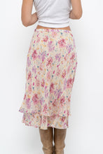 Load image into Gallery viewer, Vintage x Yellow, Pink Silk Midi Skirt (S, M)