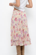 Load image into Gallery viewer, Vintage x Yellow, Pink Silk Midi Skirt (S, M)