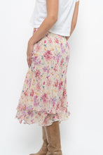 Load image into Gallery viewer, Vintage x Yellow, Pink Silk Midi Skirt (S, M)