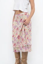 Load image into Gallery viewer, Vintage x Yellow, Pink Silk Midi Skirt (S, M)