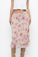 Load image into Gallery viewer, Vintage x Yellow, Pink Silk Midi Skirt (S, M)