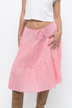 Load image into Gallery viewer, Vintage x Made in USA x Pink Tiered Midi Skirt (S, M)