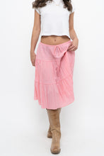 Load image into Gallery viewer, Vintage x Made in USA x Pink Tiered Midi Skirt (S, M)