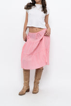 Load image into Gallery viewer, Vintage x Made in USA x Pink Tiered Midi Skirt (S, M)