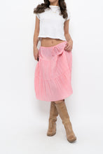 Load image into Gallery viewer, Vintage x Made in USA x Pink Tiered Midi Skirt (S, M)