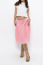 Load image into Gallery viewer, Vintage x Made in USA x Pink Tiered Midi Skirt (S, M)