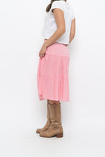 Load image into Gallery viewer, Vintage x Made in USA x Pink Tiered Midi Skirt (S, M)