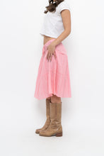 Load image into Gallery viewer, Vintage x Made in USA x Pink Tiered Midi Skirt (S, M)