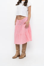 Load image into Gallery viewer, Vintage x Made in USA x Pink Tiered Midi Skirt (S, M)