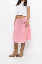 Load image into Gallery viewer, Vintage x Made in USA x Pink Tiered Midi Skirt (S, M)