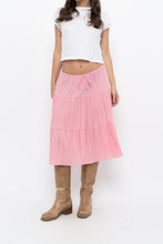Load image into Gallery viewer, Vintage x Made in USA x Pink Tiered Midi Skirt (S, M)